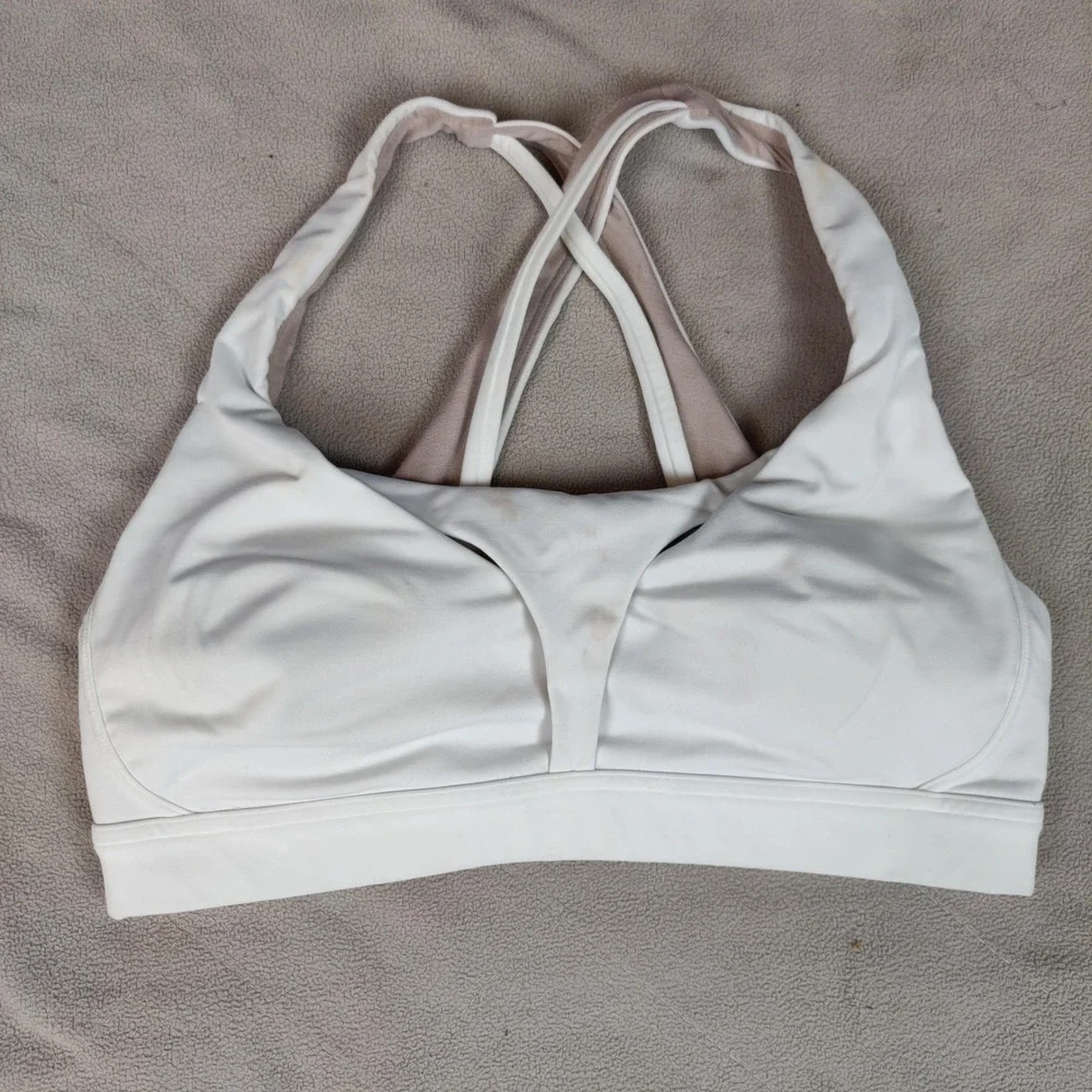 Lululemon Stash It All Sports Bra Womens 8‎ White Luxtreme Racerback Padded Gym